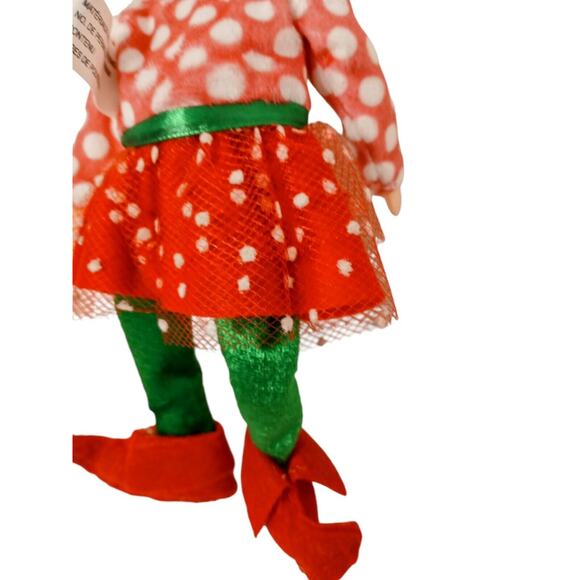 VNTG Christmas PIXIE ELF Tree Ornament Long Nose Rubber Smile Happy Knome Elves - Picture 10 of 11